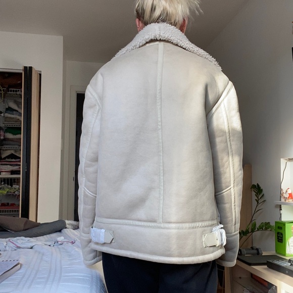 BNWT Zara M Cream Aviator Jacket Double Faced Jacket - Picture 2 of 7